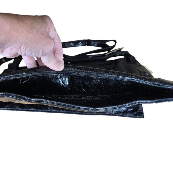 Black Original Large Kooba Black Patent Leather Messenger/Crossbody/Computer Bag - Picture 6 of 7